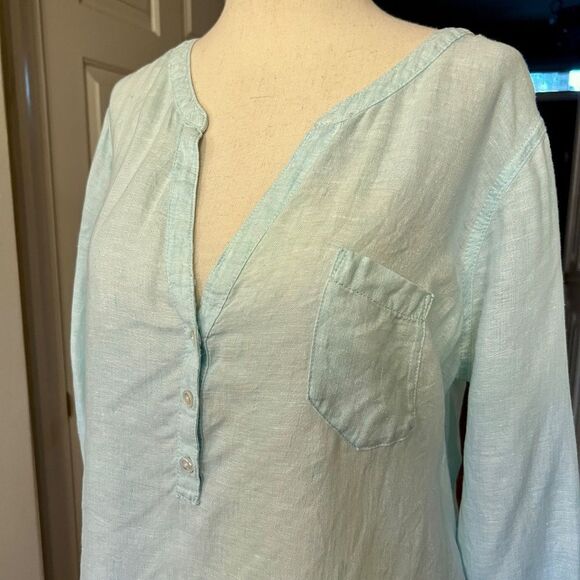 GUC Lilly Pulitzer Key Largo Linen Top Shirt Blouse Whisper Blue Size SMALL - Picture 4 of 5
